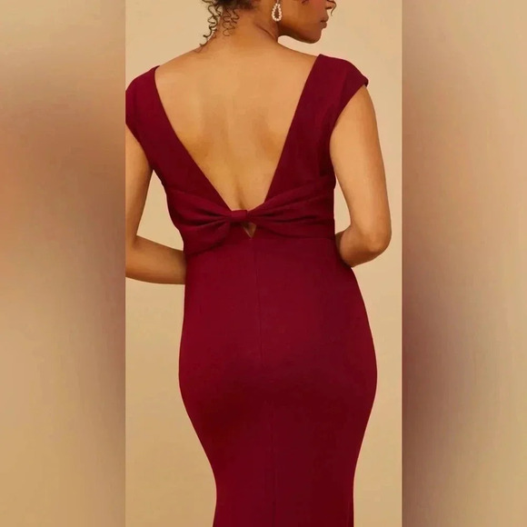 Lulus Laurel Luxe Crepe Dress Cabernet Large NWT - Picture 5 of 7